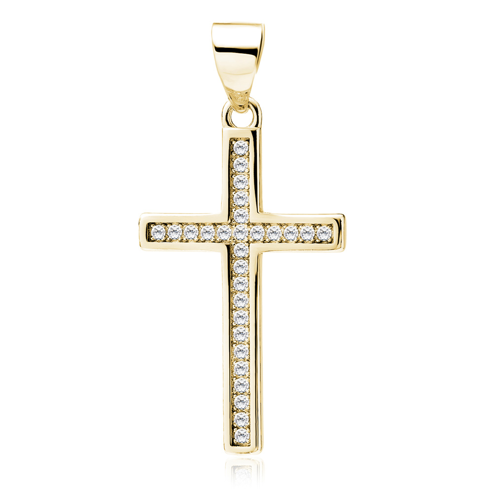 Cruciulita argint placata cu aur galben cu pietre DiAmanti Z2221CG_W-DIA Cruciulita argint placata cu aur galben cu pietre DiAmanti Z2221CG_W-DIA